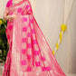 Pink Kanchipuram Pure silk saree with Jari weaving work