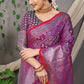 Beautiful Maroon Lichi Soft Silk Saree With Weaving Silver