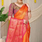 Orange Pure Soft Silk Saree With Hand dying Soft Luxurious Fabric.