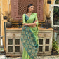 Green Chanderi Silk Saree With Silver And Copper Zari Weaves