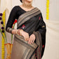 Kanchipuram Pure Black Silk Handloom Saree