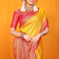 YellowPure Soft Silk Saree With Hand dying And Zari Weaving Work