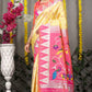 Beautiful Yellow Soft Silk Paithani Saree With Rich Pallu And Meenakari work