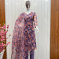 Luxuries Lilac Chanderi Kurti Set With Organja Dupatta With Pent Pair