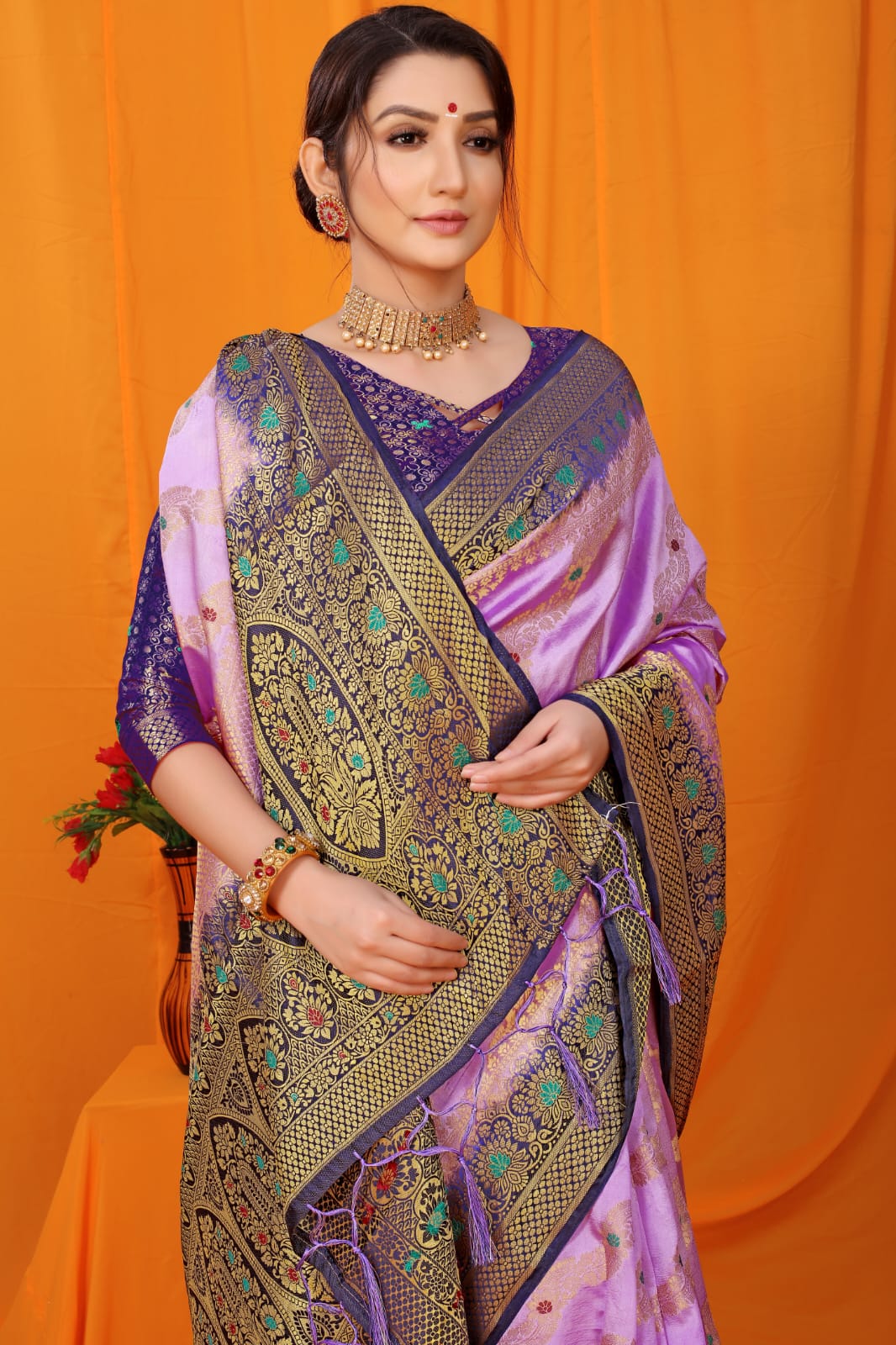 LilacBalatan Pure Silk Saree With Rich Pallu