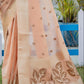 Linen Peach Tissue Saree With Zari Border