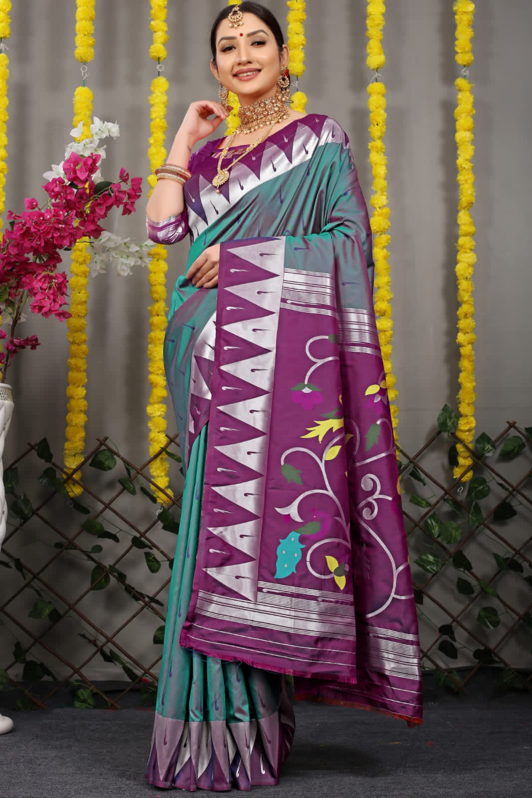 Soft Silk Paithani Saree With Rich Pallu And Meenakari work