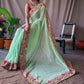 Green Pure Gorgate Saree With Sequence Work
