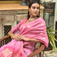 Pink Chanderi Silk Saree With Silver And Copper Zari Weaves