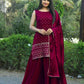 Beautiful Faux Georgette Red Top With Plazo and Dupatta