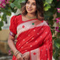 Red Banarasi Soft Silk Paithani Saree With Zari Border