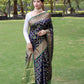 Blue Bandhej Silk Saree With Weaving Gold Zari Border