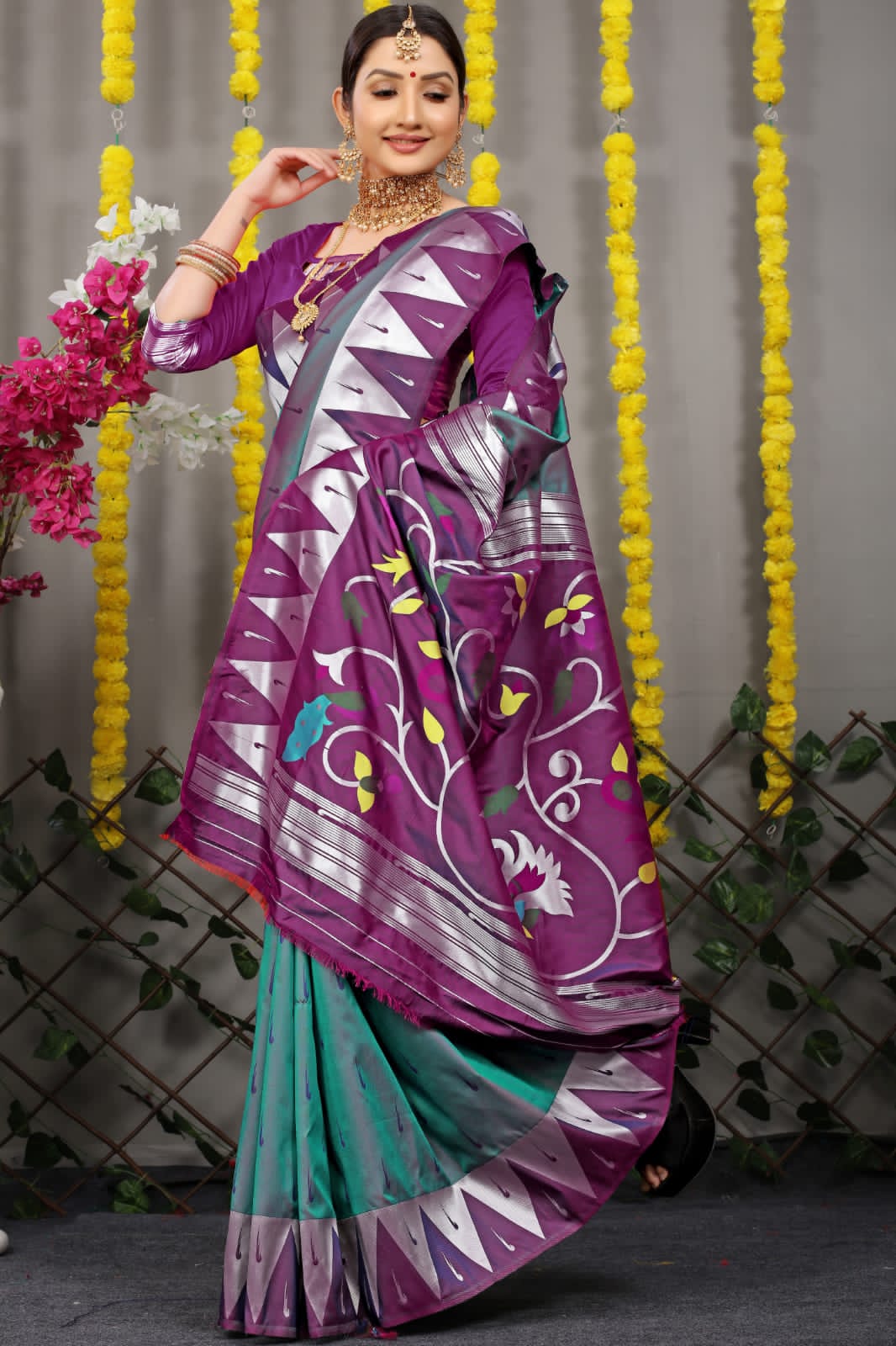 Soft Silk Paithani Saree With Rich Pallu And Meenakari work