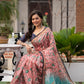 Rose Pink Linen Cotton Pichwai Print  Saree