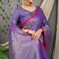 Beautiful Purple Lichi Soft Silk Saree With Weaving Silver