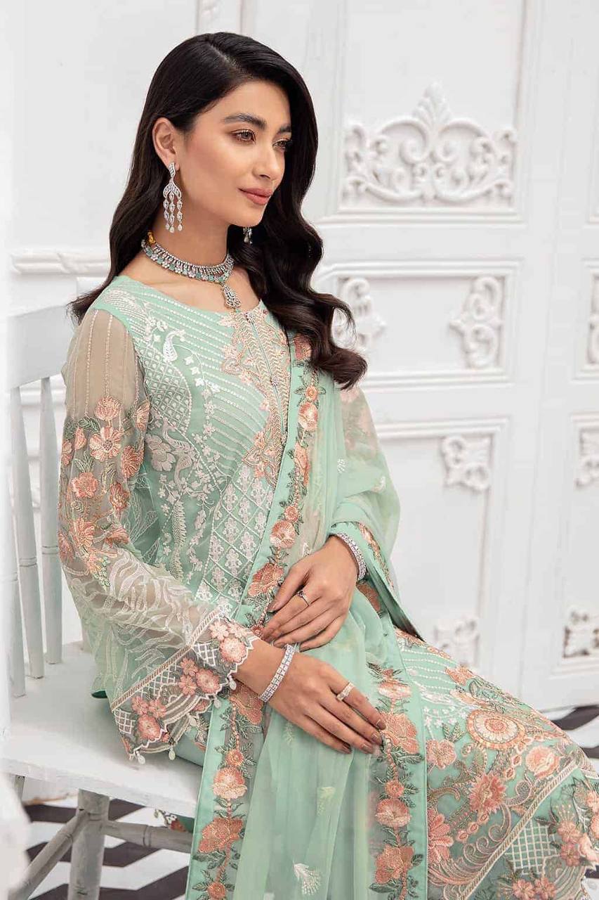 Heavy Mint Faux Georgette Salwar Suit With Nazmin Dupatta