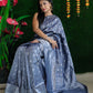 Sky blue Beautiful Sky Blue Soft Silk Saree With Weaving Silver Zari