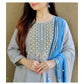 Gotta Lace And Embroidery Work Kurti Dupatta Set