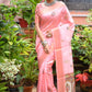 Pink Tussar Silk Saree With Unique Slub Weaving Pattern