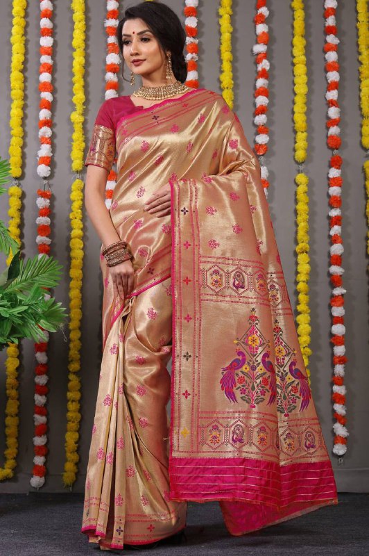 Rani Paithani Pure silk handloom saree with Pure Jari