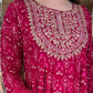 Pink Printed Kurta Set With Machine Embroidery