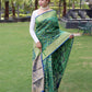 Green Bandhej Silk Saree With Weaving Gold Zari Border