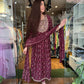 Purple Printed Kurta Set With Machine Embroidery