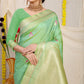 Kanchipuram Pure Light Green Silk Handloom Saree