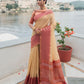 Cream Ikkat Silk Saree With Jhalar