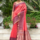 Pink Ikkat Silk Saree With Jhalar