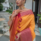 Yellow Ikkat Silk Saree With Jhalar