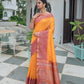 Yellow Ikkat Silk Saree With Jhalar