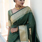 Green Tassar Silk Saree With Jhalar