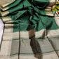 Green Tassar Silk Saree With Jhalar