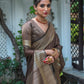 Coffee Tassar Silk Saree With Jhalar