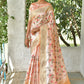 Peach Mysore Silk Saree With Swarovski Diamond