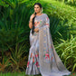 Beautiful Zari Woven With Rose Print Saree