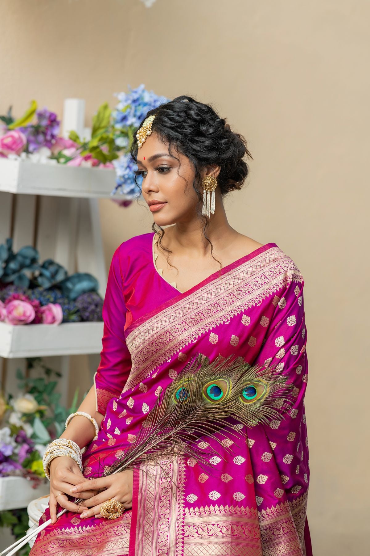 Wine Soft Banarasi Katan Silk Saree