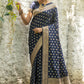 Carbon Grey Soft Banarasi Katan Silk Saree