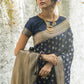 Carbon Grey Soft Banarasi Katan Silk Saree