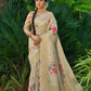Beautiful Zari Woven With Rose Print Saree