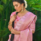 Beautiful Zari Woven With Rose Print Saree