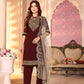 Maroon faux Georgette plzoo suit