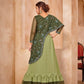 Faux Georgette semi stitched green lengha