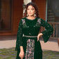 Embroidry Faux Georgette green dress