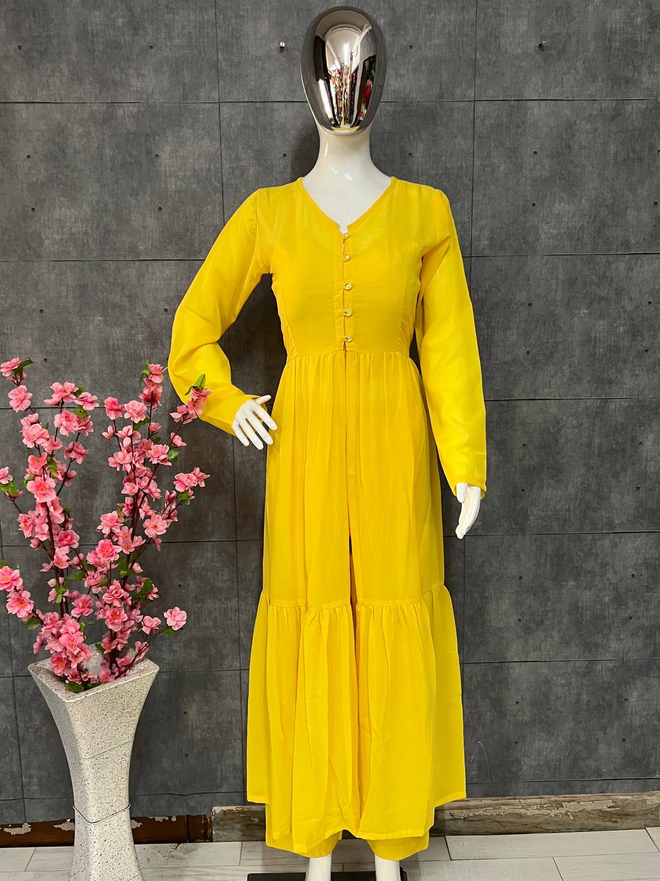 Pure Maska Cotton Silk  Yellow Outfit