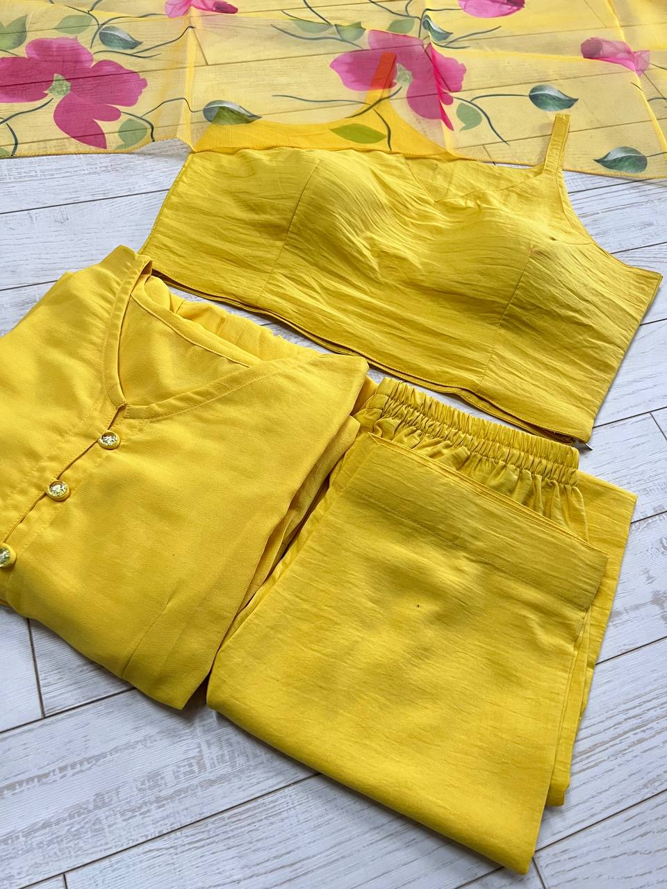 Pure Maska Cotton Silk  Yellow Outfit