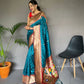 Teal Pure Polka Paithani Silk Saree