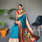 Teal Pure Polka Paithani Silk Saree