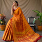 Orange Gold Zari And Meenakari Patola Sarees